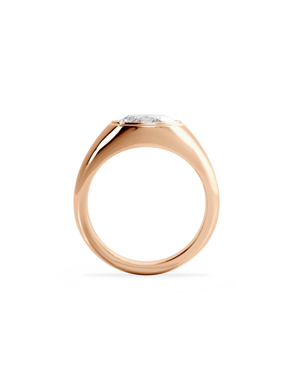 2.0CT Bezel Set East West Oval Lab Grown Diamond Signet Ring