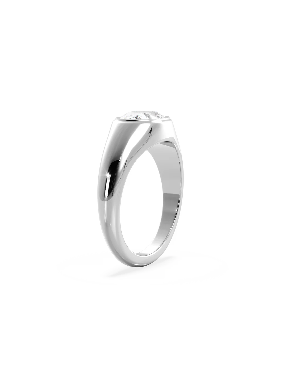 2.0CT Bezel Set East West Oval Lab Grown Diamond Signet Ring