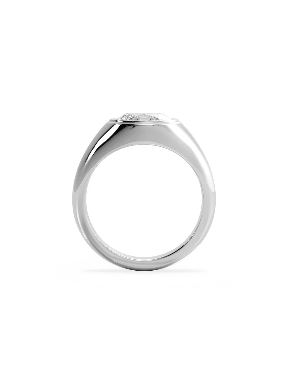 2.0CT Bezel Set East West Oval Lab Grown Diamond Signet Ring