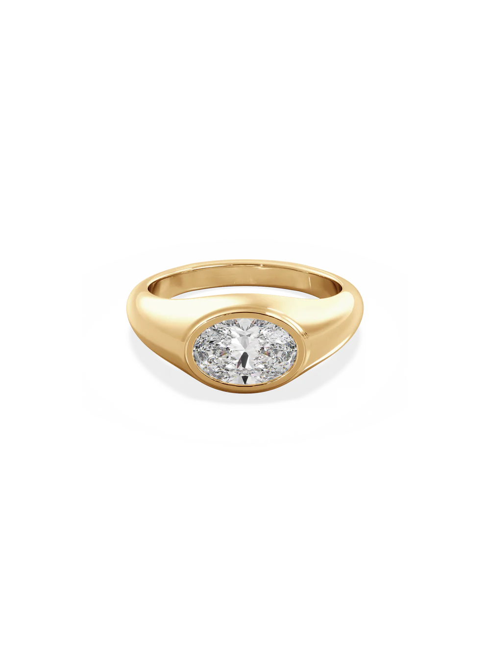 2.0CT Bezel Set East West Oval Lab Grown Diamond Signet Ring