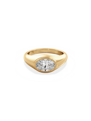 2.0CT Bezel Set East West Oval Lab Grown Diamond Signet Ring