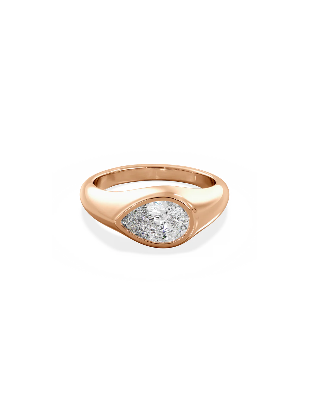 2.0CT Bezel Set East West Pear Lab Grown Diamond Signet Ring
