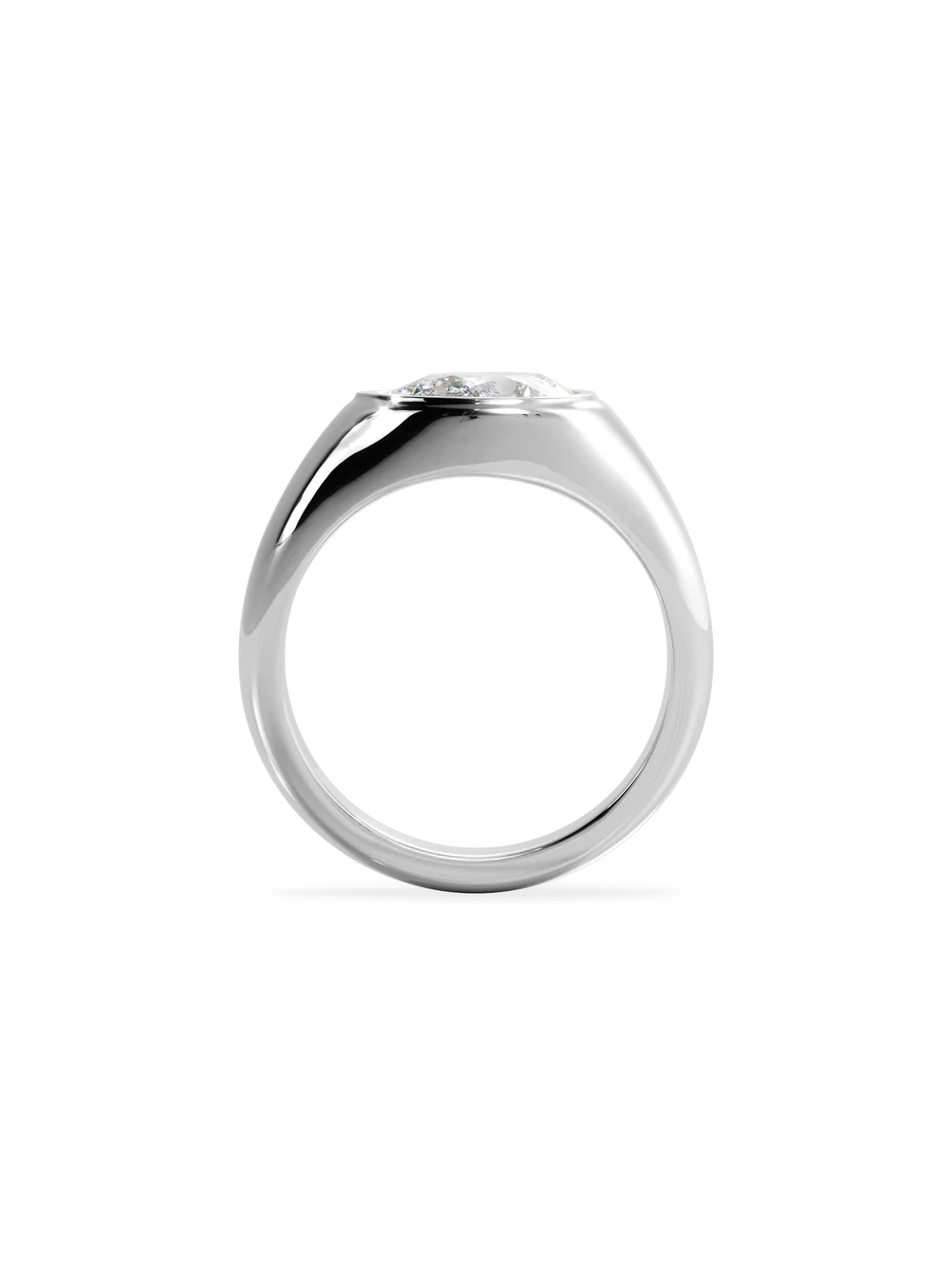 2.0CT Bezel Set East West Pear Lab Grown Diamond Signet Ring