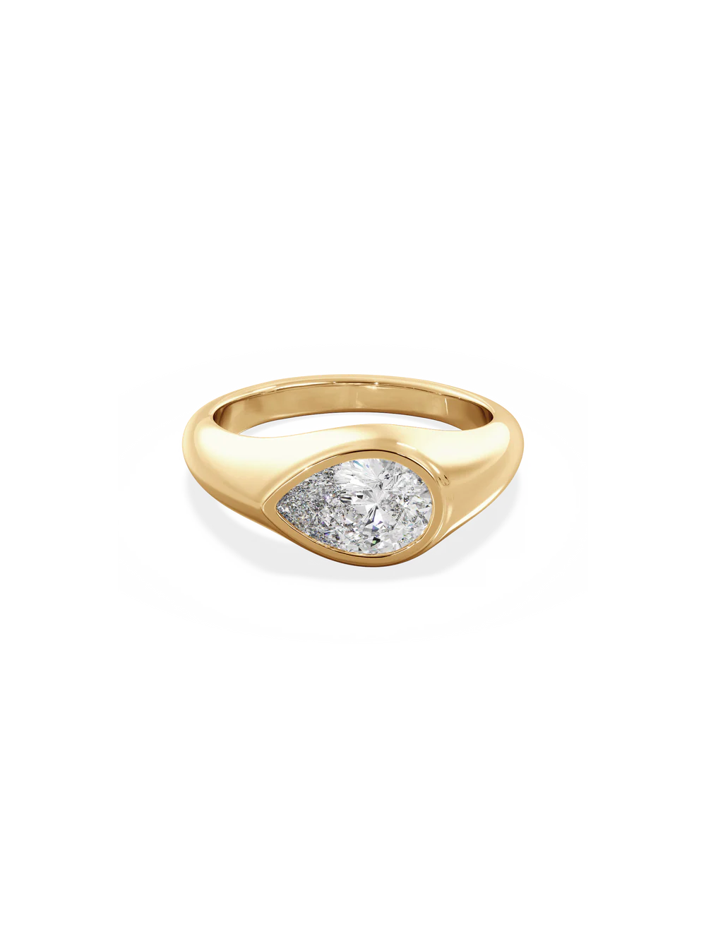 2.0CT Bezel Set East West Pear Lab Grown Diamond Signet Ring
