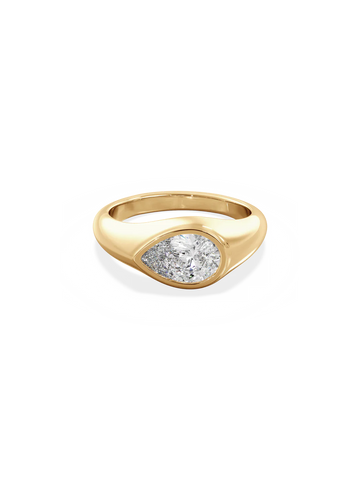 2.0CT Bezel Set East West Pear Lab Grown Diamond Signet Ring