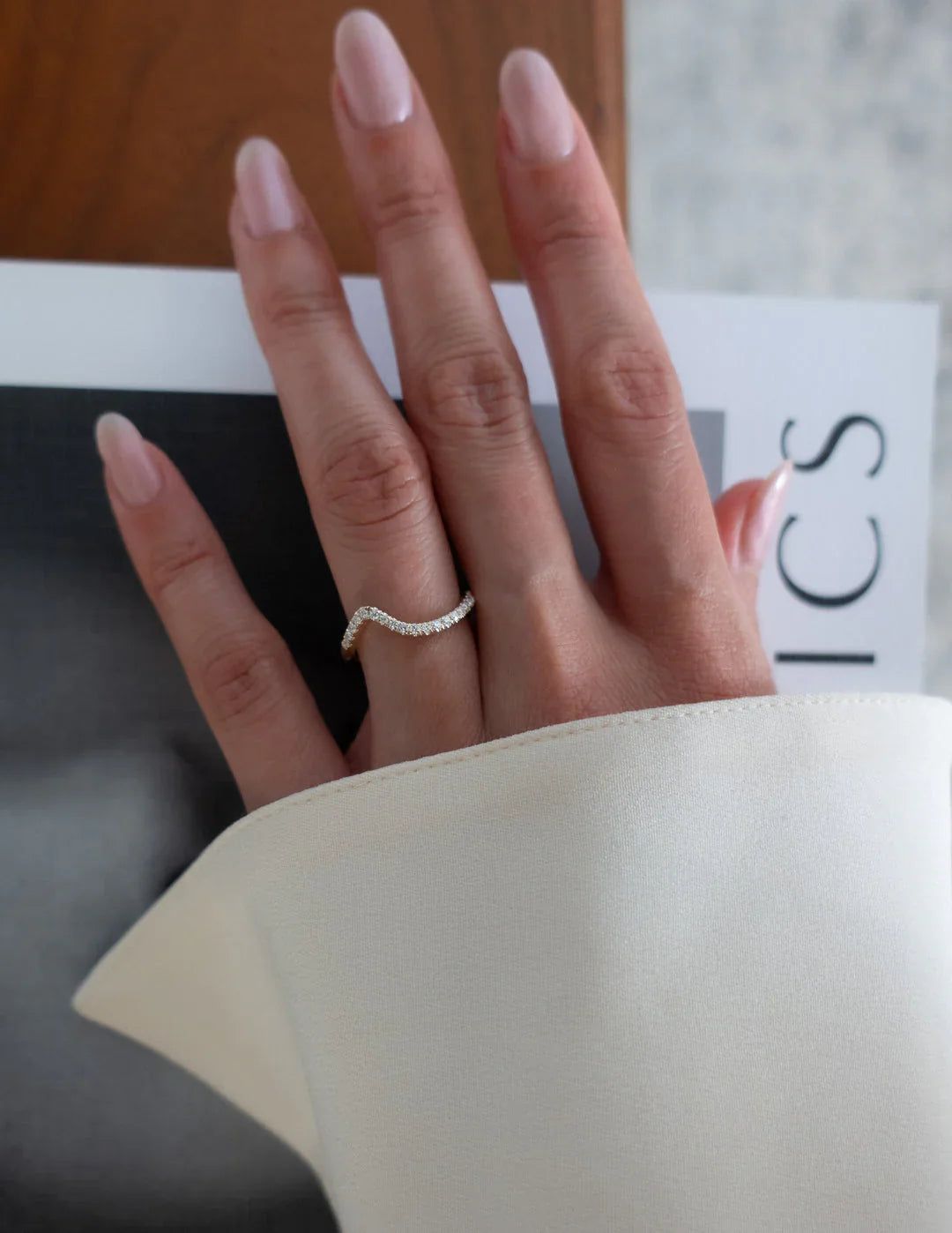 1.0CT Pear Lab Grown Diamond By Pass Unique Ring With Band