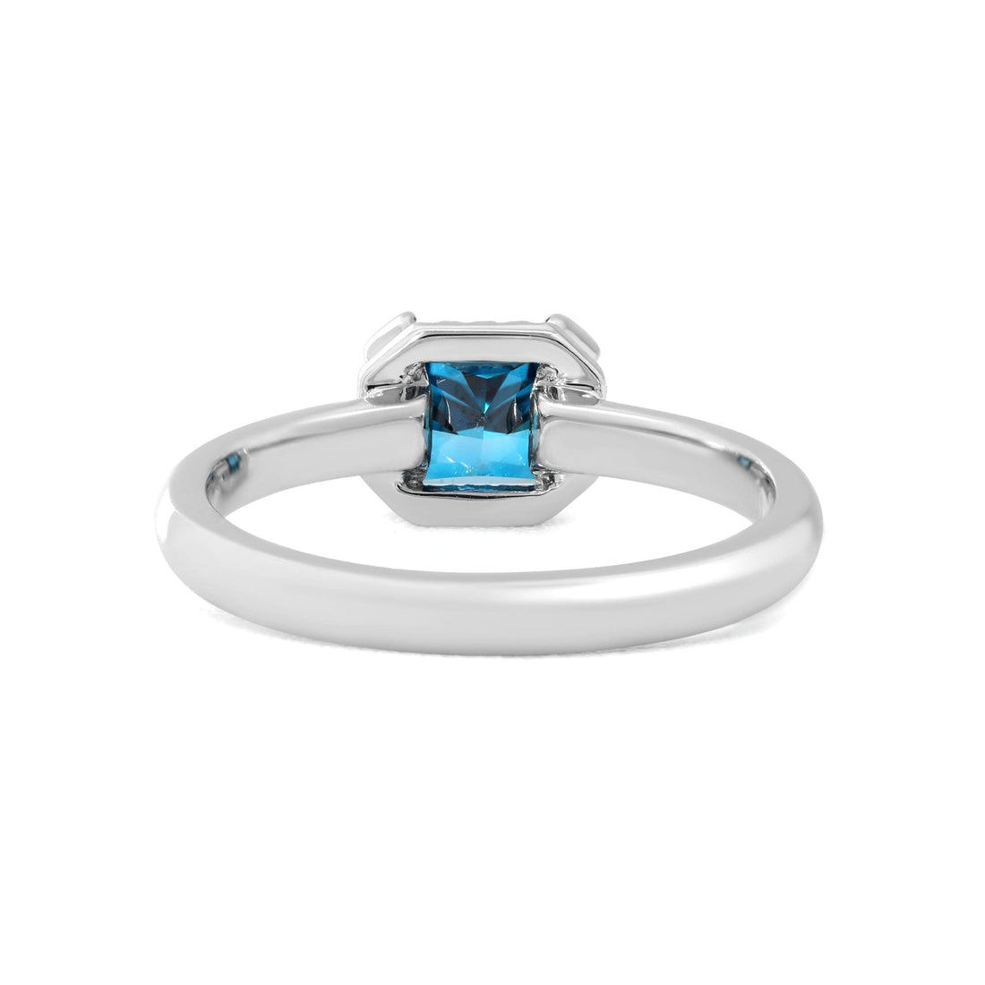 1.0CT East West Radiant Cut Blue Lab Grown Diamond Half Halo Solitaire Engagement Ring