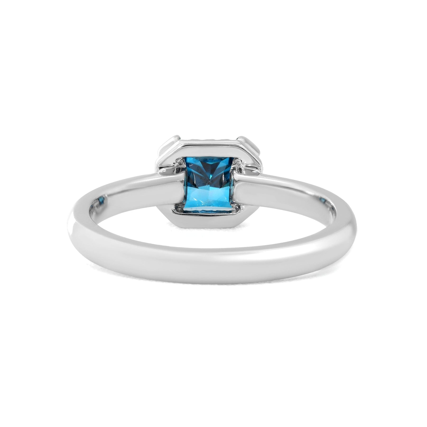 1.0CT East West Radiant Cut Blue Lab Grown Diamond Half Halo Solitaire Engagement Ring