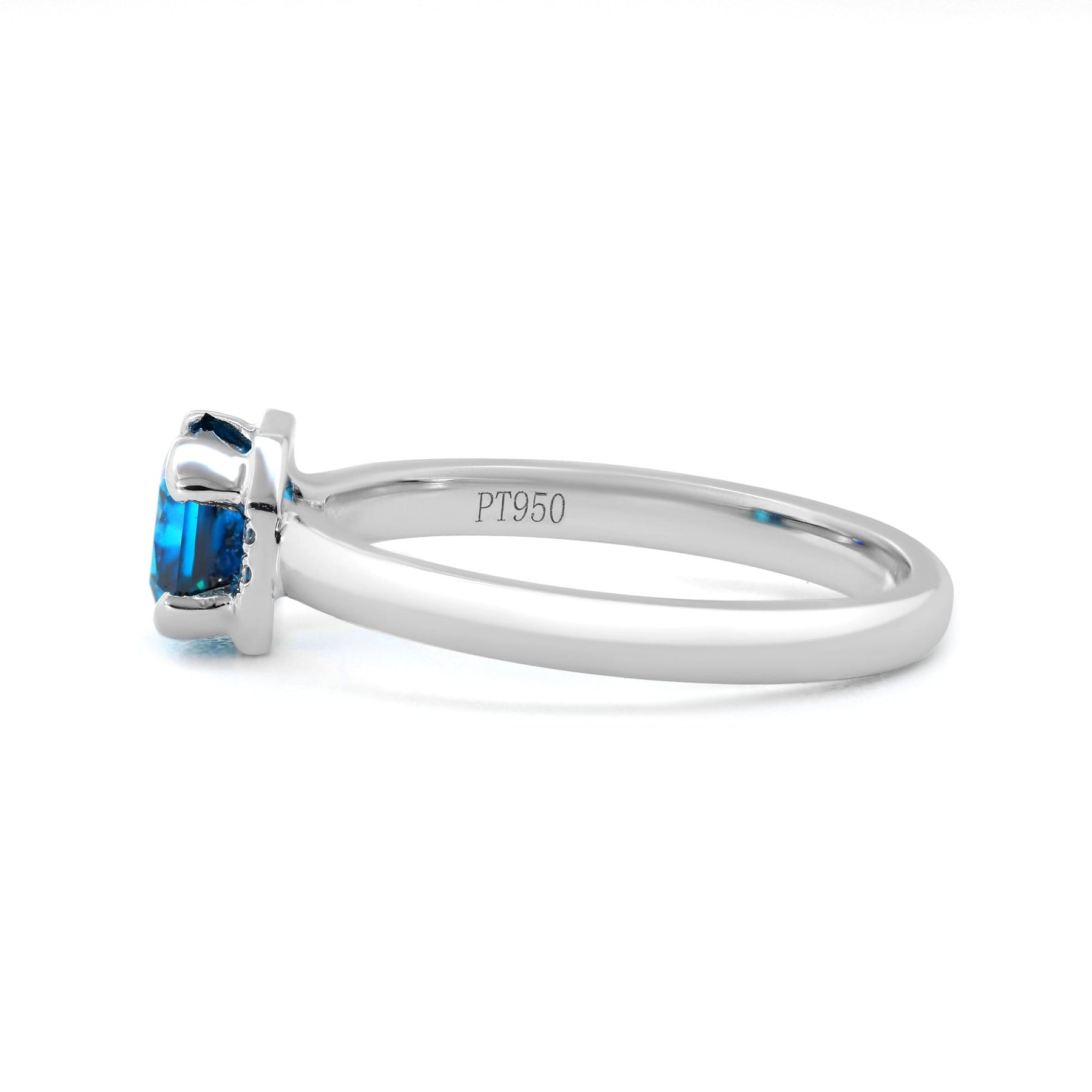 1.0CT East West Radiant Cut Blue Lab Grown Diamond Half Halo Solitaire Engagement Ring