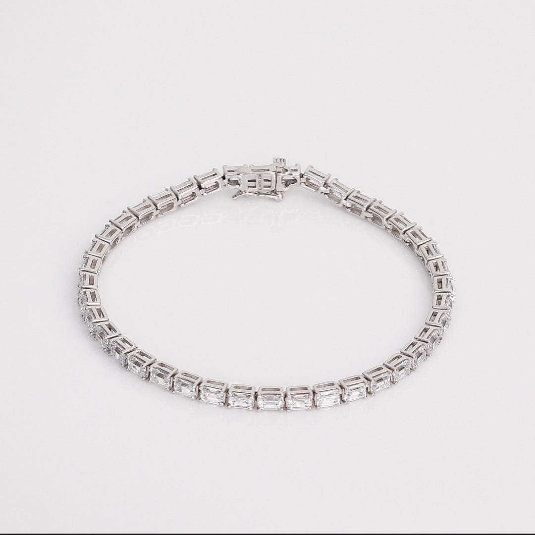 East West Emerald Cut Lab Grown Diamond Tennis Bracelet