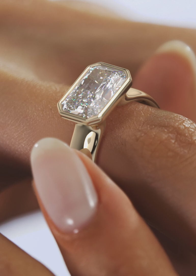 2.0CT Bezel Set East West Radiant Cut Lab Grown Diamond Chunky Ring