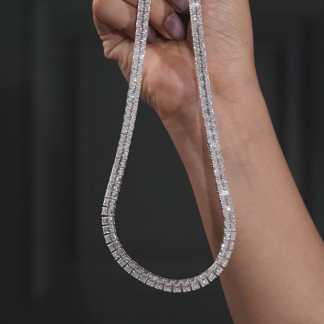 Radiant Cut Lab Grown Diamond Tennis Necklace