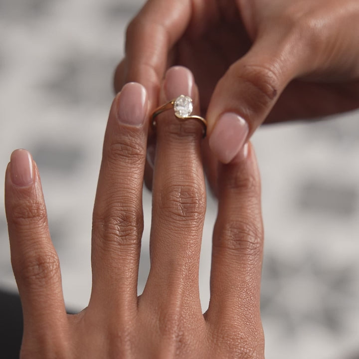 1.0CT Oval Lab Grown Diamond Bypass Engagement Ring