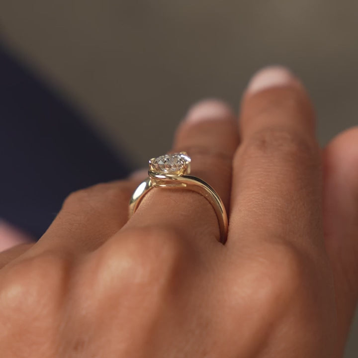1.50CT Half Bezel Set Pear Lab Grown Diamond Bypass Engagement Ring