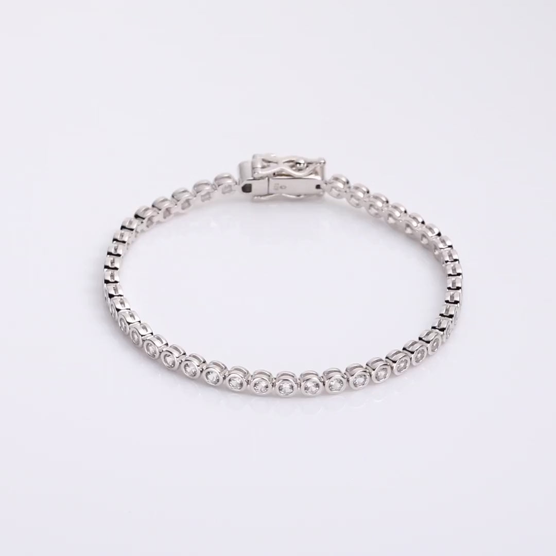 14K Solid Gold Bezel Set Lab Grown Diamond Tennis Bracelet