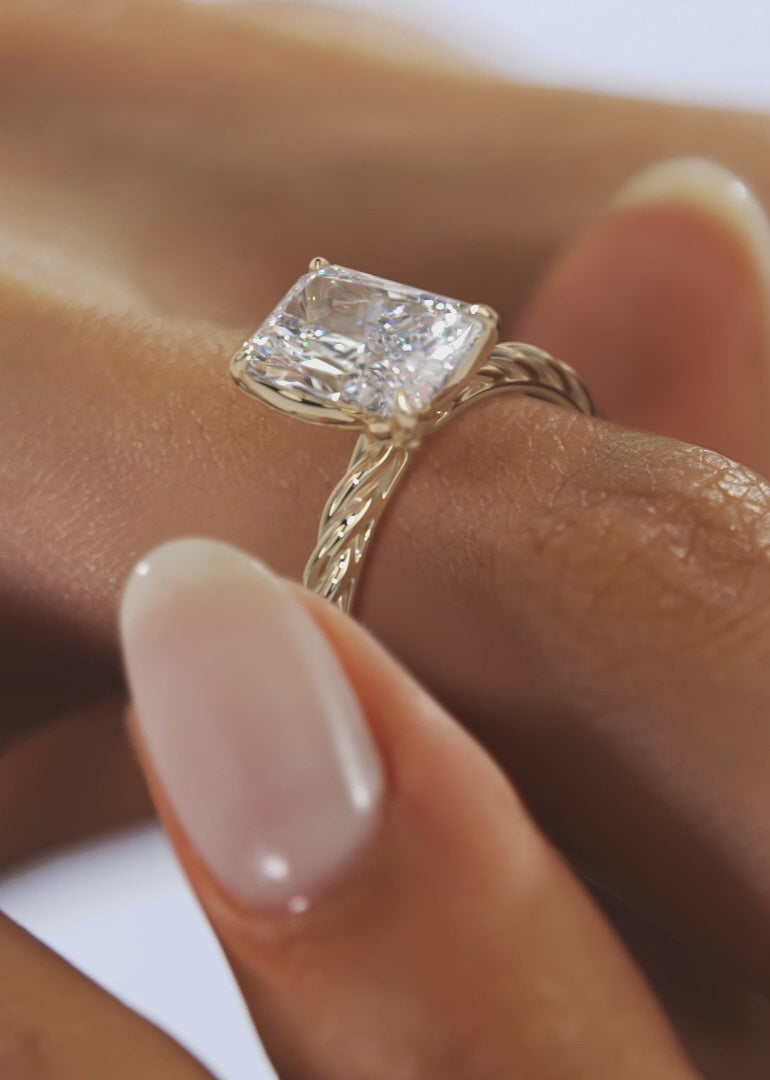 2.0CT Radiant Cut Lab Grown Diamond Twisted Braided Engagement Ring