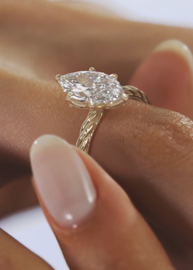 2.0CT Marquise Cut Lab Grown Diamond Twisted Braided Engagement Ring