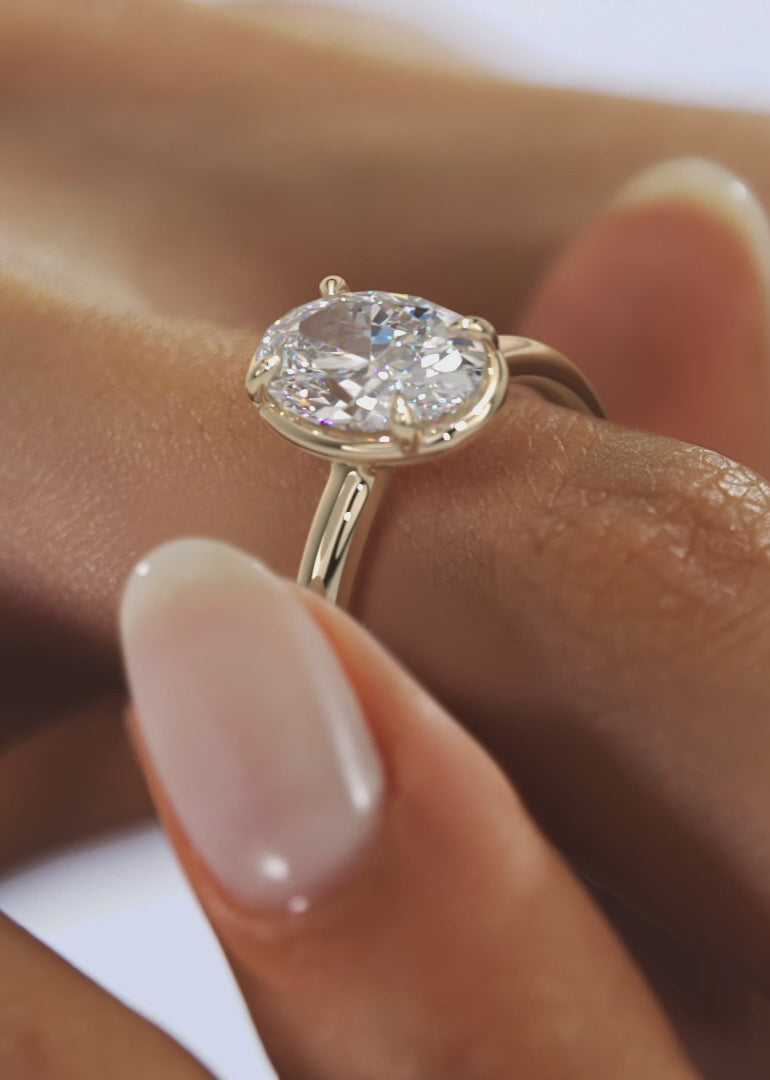2.0CT Bezel Set Oval Cut Lab Grown Diamond Solitaire Engagement Ring