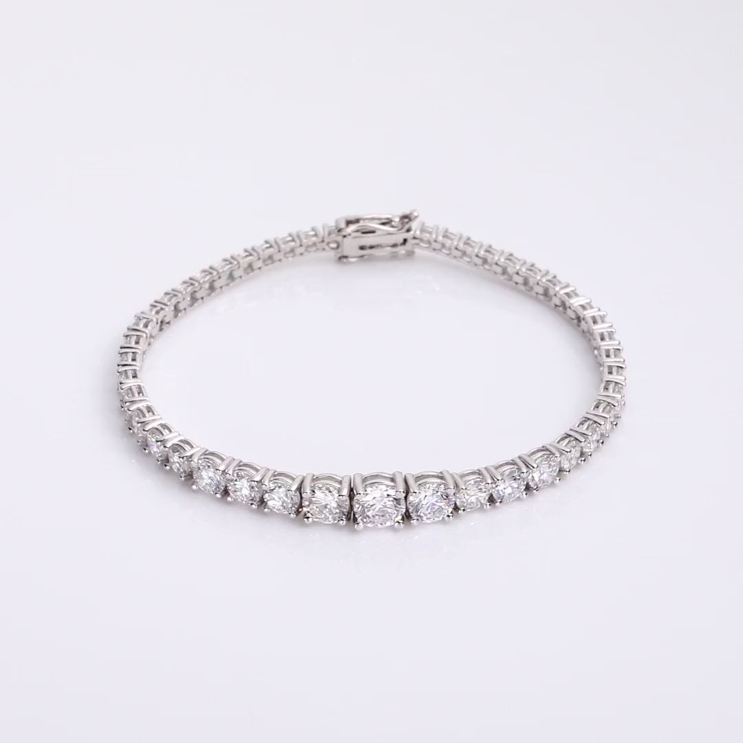 Round Lab Grown Diamond Graduated Modern Tennis Bracelet