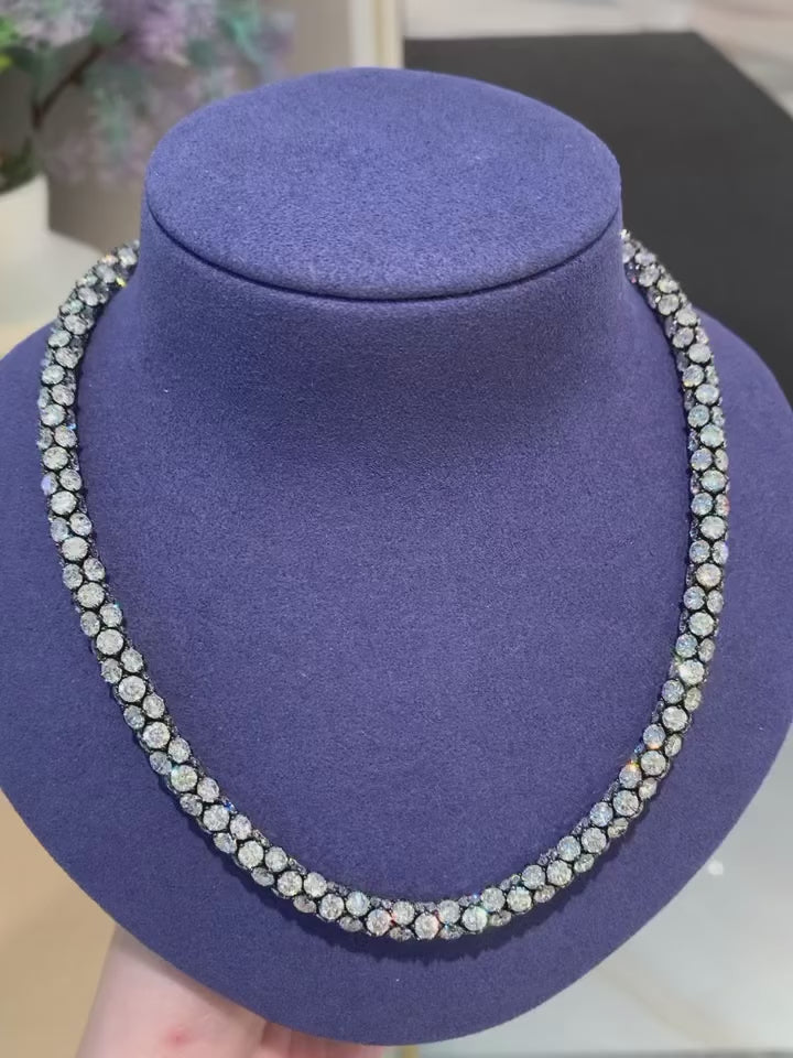 Tempest 18K Blackened White & Yellow Round Lab Grown Diamond Necklace