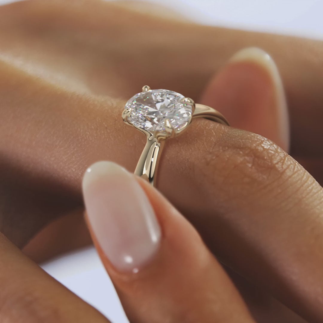 2.0CT Oval Lab Grown Diamond Thick Band Engagement Ring