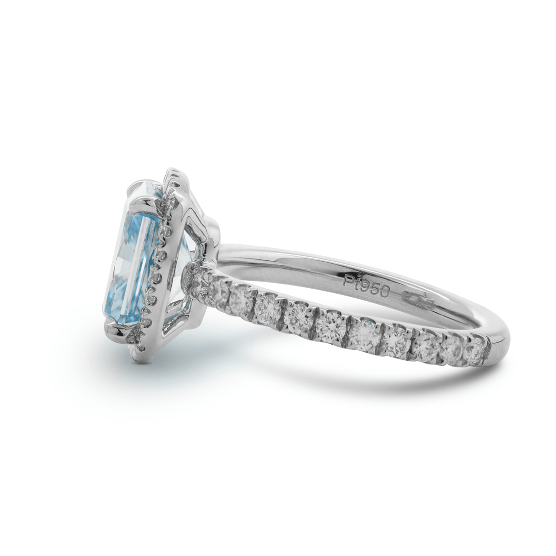 2.50CT Radiant Cut Blue Lab Grown Diamond Halo Pave Engagement Ring