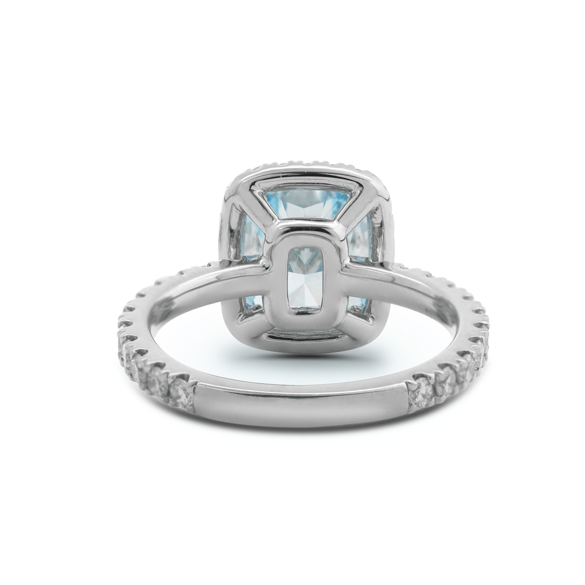 2.50CT Radiant Cut Blue Lab Grown Diamond Halo Pave Engagement Ring