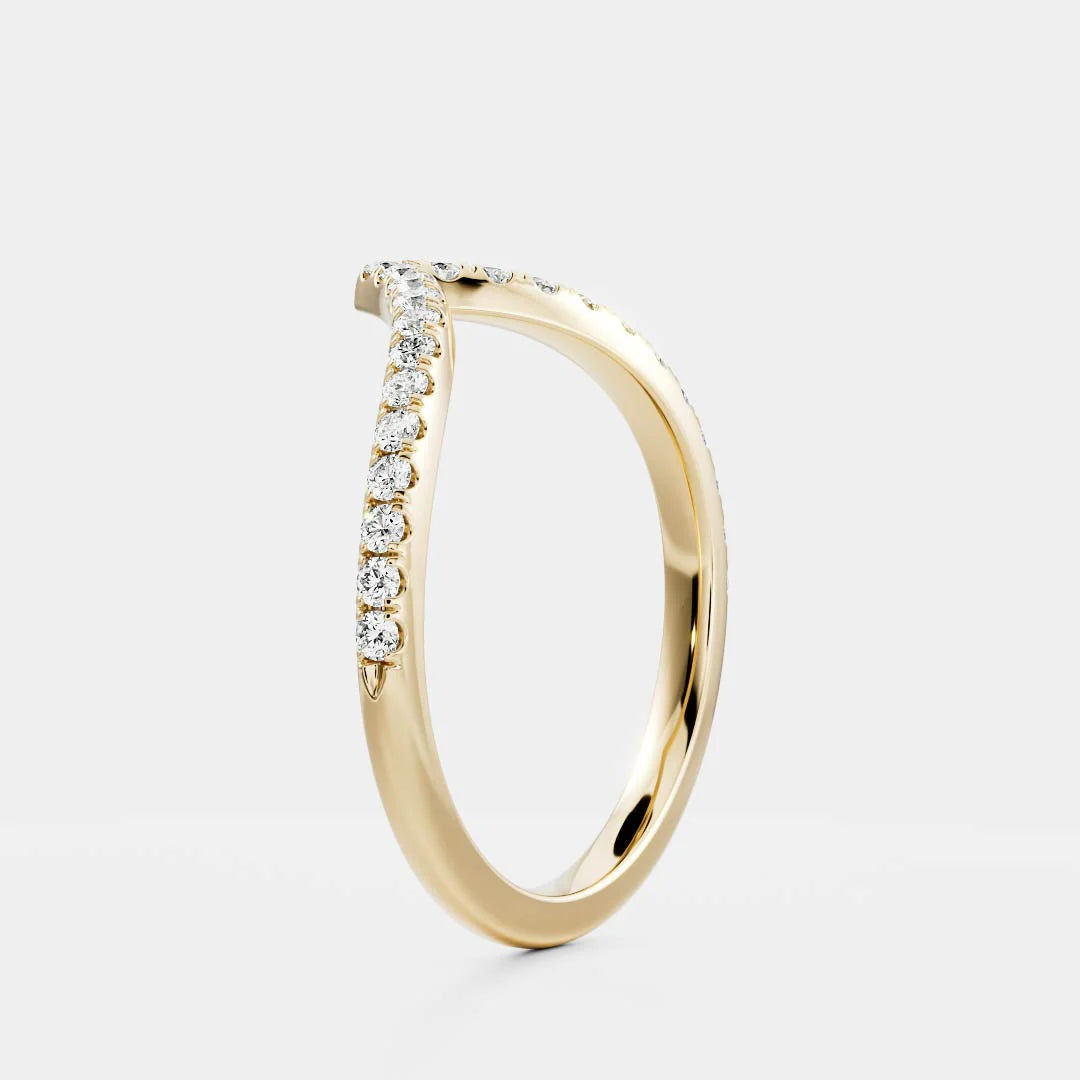 Round Lab Grown Diamond Eternity Pave Chevron Wedding Band
