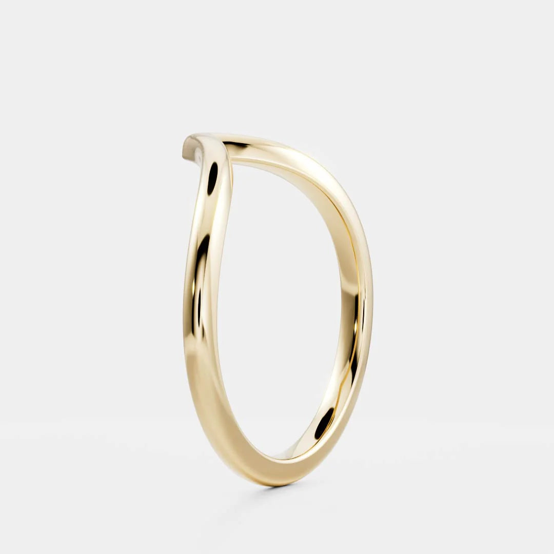 14K Solid Gold Plain Classic Chevron Wedding Band