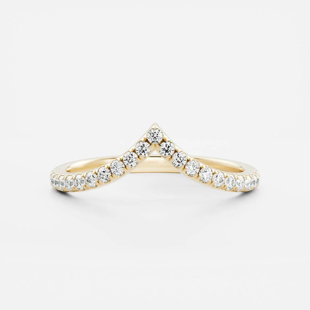 Round Lab Grown Diamond Eternity Pave Chevron Wedding Band