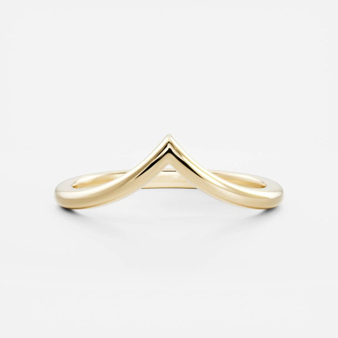 14K Solid Gold Plain Classic Chevron Wedding Band